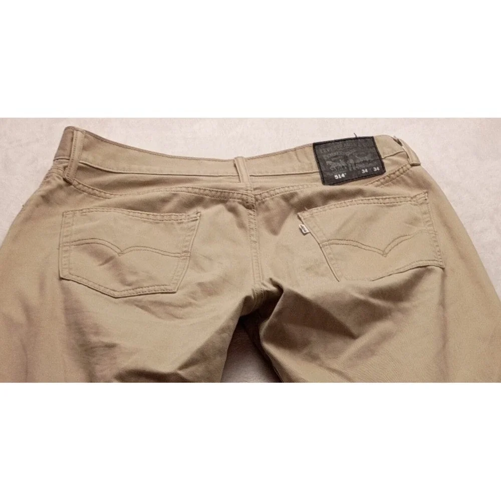 Levis 514 Straight Fit Khaki Tan Pants Men's Cotton Twill Chinos Five Pocket